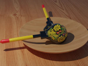 russian wooden spoon palekh 3D Model