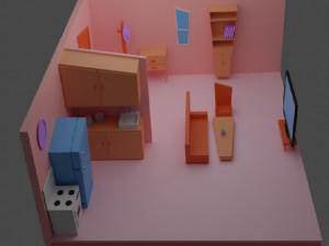 Low poly room 3D Model