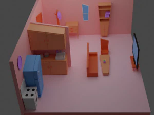 Stanza poligonale bassa Modello 3D