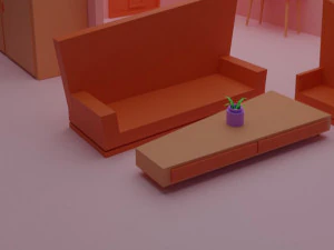 Low poly room 3D Model