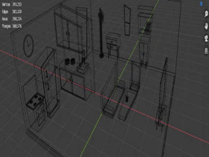 Low poly room 3D Model