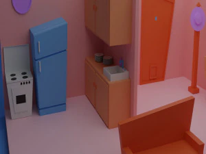 Low poly room 3D Model