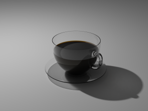 glass mug on a plate with coffee Model 3D