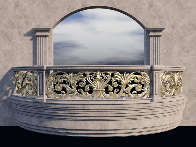 Balcony railings 2 3D Model .c4d .max .obj .3ds .fbx .stl .blend 