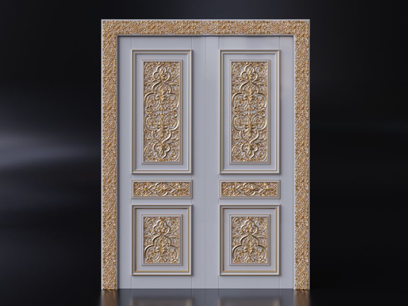 Oriental carved door 3D मॉडल .c4d .max .obj .3ds .fbx .stl .blend