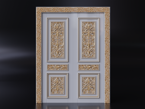 Oriental carved door Modelo 3D