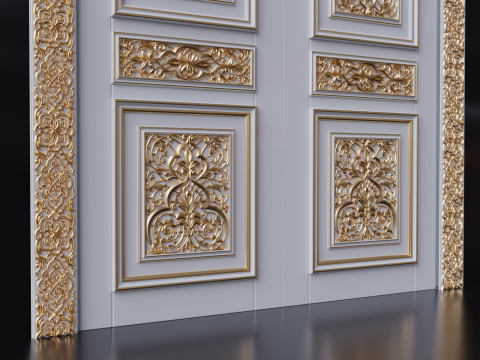 Oriental carved door 3D मॉडल