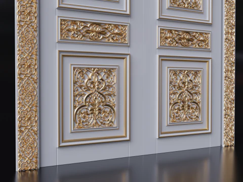 Oriental carved door 3D Model