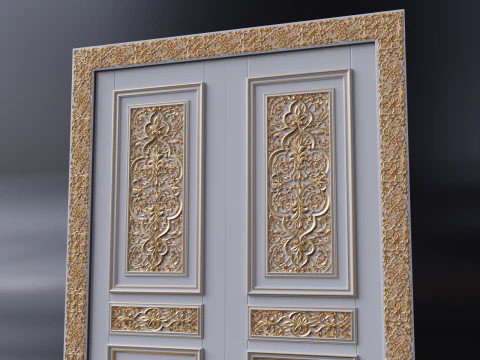Oriental carved door 3D Model