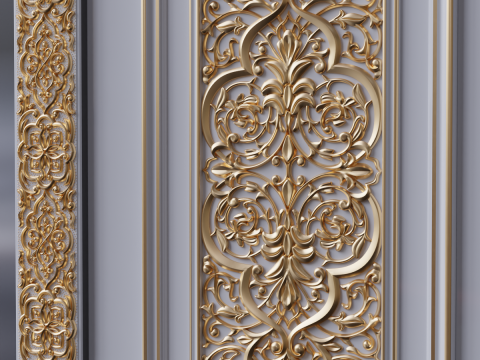 Oriental carved door 3D मॉडल