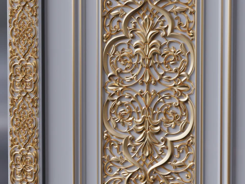 Oriental carved door 3D Model