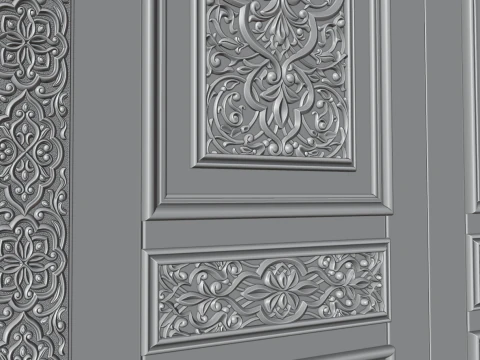 Oriental carved door 3D Model