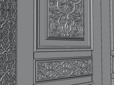 Oriental carved door 3D Model