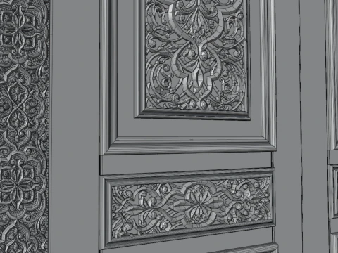 Oriental carved door 3D Model
