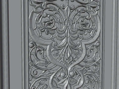 Oriental carved door 3D Model