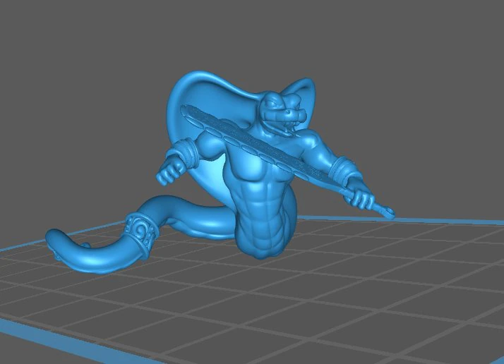 yuan-ti - snake-man warrior pose 2 3D Print Model .c4d .max .obj .3ds .fbx .stl .blend 