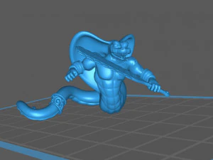 yuan-ti - 뱀 남자 전사 포즈 2 3D 프린트 모델