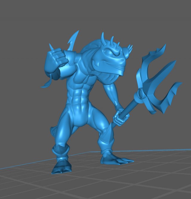 kuo-toa - deep one - fish-man warrior pose 2 3D Print Model .c4d .max .obj .3ds .fbx .stl .blend 