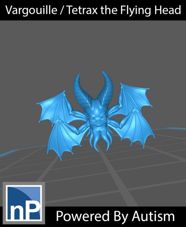 vargouille - tetrax the flying head 3D Print Model .c4d .max .obj .3ds .fbx .stl .blend 