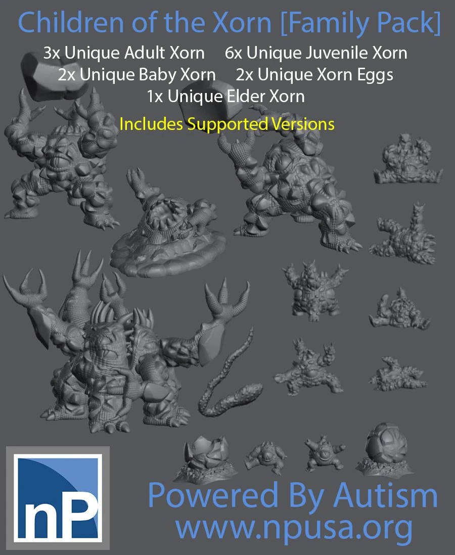 xorn family - children of the xorn 3D Print Model .c4d .max .obj .3ds .fbx .stl .blend 