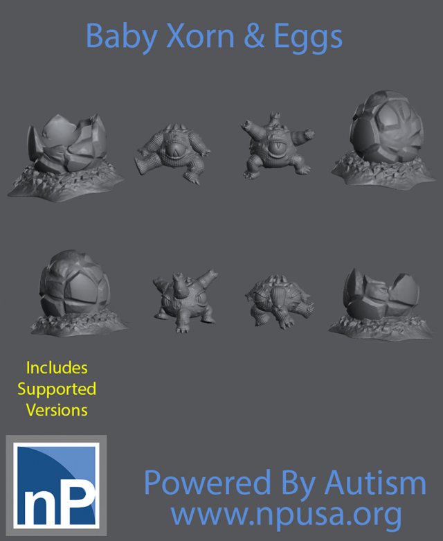 Xorn Babies and Eggs 3D Print Model .c4d .max .obj .3ds .fbx .stl .blend 