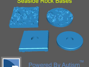 25mm Round and Square Seaside Rock Bases 3D Print Model
