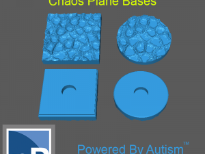 25mm Round and Square Chaos Plane or Alien World Bases 3D Print Model