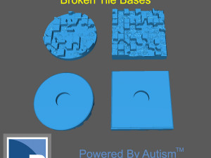25mm Round and Square Broken Tile Bases 3D Print Model