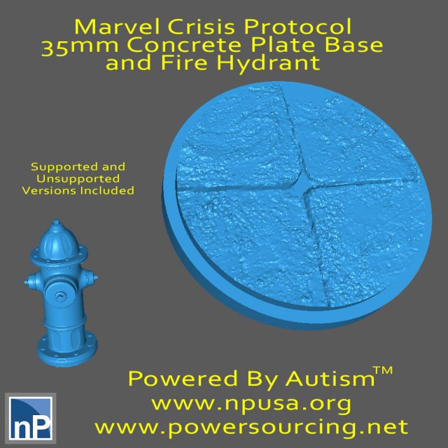 Marvel Crisis Protocol Base and Fire Hydrant 3D Принт Модель .c4d .max .obj .3ds .fbx .stl .blend 