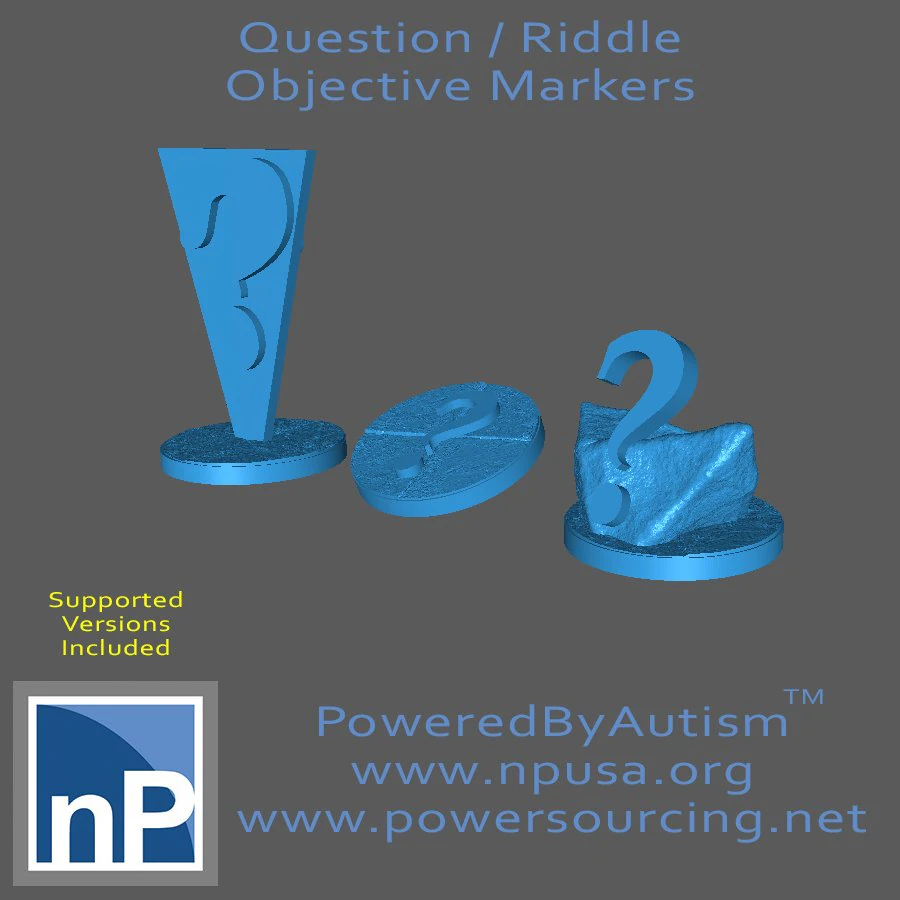 Objective Tokens - Questions Riddle Markers 3D Print Model .c4d .max .obj .3ds .fbx .stl .blend