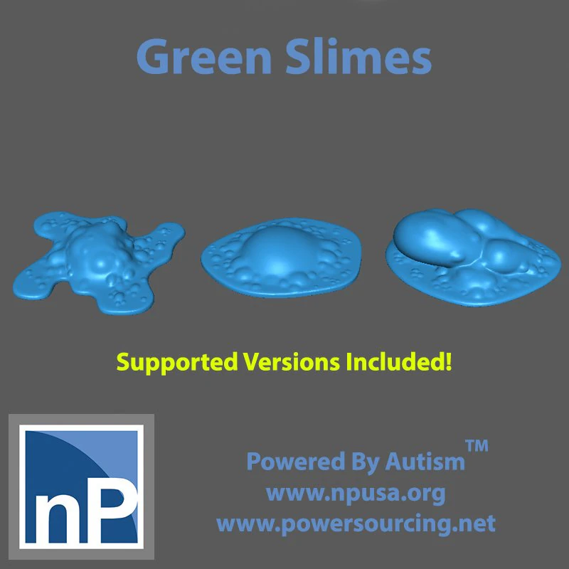 Green Slimes - Oozes 3D Print Model .c4d .max .obj .3ds .fbx .stl .blend