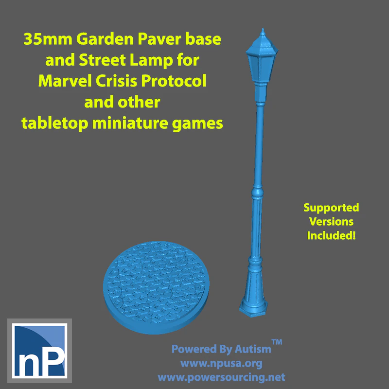 Marvel Crisis Protocol Base and Street Lamp 3D Print Model .c4d .max .obj .3ds .fbx .stl .blend 