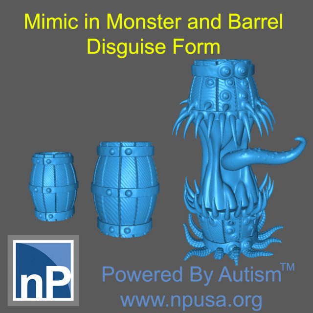 Barrels and Mimic 3D Print Model .c4d .max .obj .3ds .fbx .stl .blend 