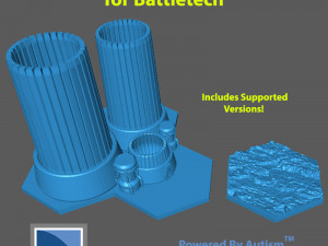 Battletech Buildings and Bases - Cooling Tower Rock Cliff Base Modelo de Impressão 3D