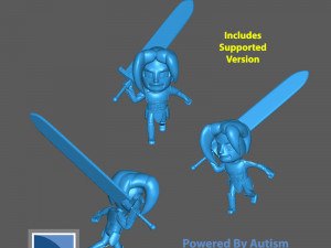 Fantasy Chibi Warrior 3Dプリントモデル