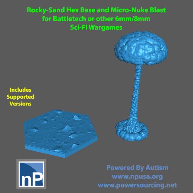 Battletech textured base and micro-nuke blast 3D Принт Модель .c4d .max .obj .3ds .fbx .stl .blend 