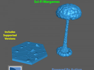 Battletech textured base and micro-nuke blast 3D Print Model