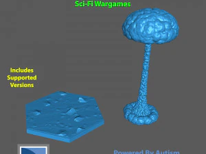 Strukturierte Battletech-Basis und Mikro-Nuke-Explosion 3D Druckmodell