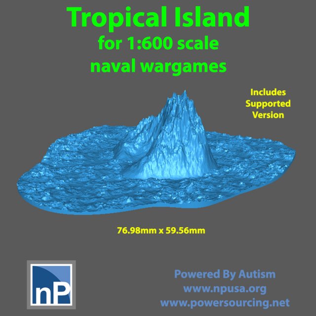 1-600 scale Tropical Island 01 3D प्रिंट मॉडल .c4d .max .obj .3ds .fbx .stl .blend 