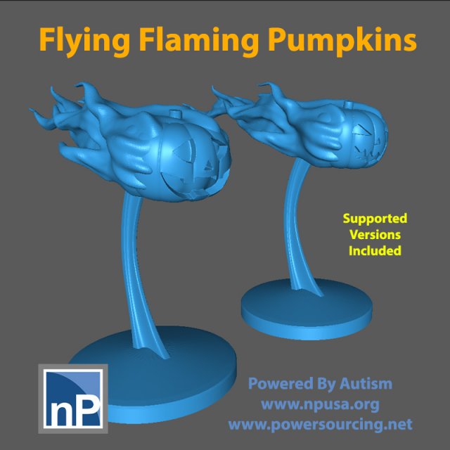 Flying Flaming Pumpkins Model Cetak 3D .c4d .max .obj .3ds .fbx .stl .blend 