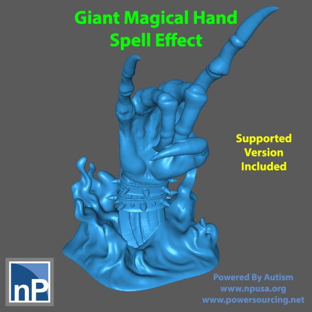 Giant Heavy Metal Hand Spell Effect 3D Print Model .c4d .max .obj .3ds .fbx .stl .blend 