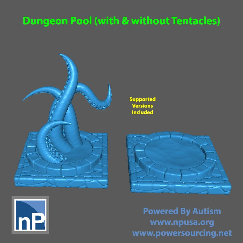 Dungeon Pool Tentacles 3D Print Model .c4d .max .obj .3ds .fbx .stl .blend 