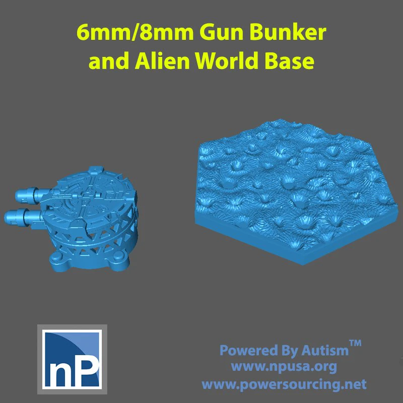 6mm-8mm Emplacement and Alien Landscape Hex Base 3D Print Model .c4d .max .obj .3ds .fbx .stl .blend 