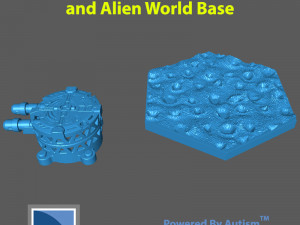 6mm-8mm Emplacement and Alien Landscape Hex Base 3D Print Model