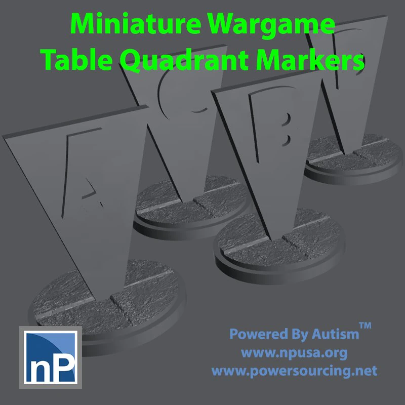 Miniature Wargame Table Quadrant Markers 3D Print Model .c4d .max .obj .3ds .fbx .stl .blend 