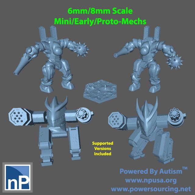 6mm-8mm Mini-Early-Proto-Mechs Modello di stampa 3D .c4d .max .obj .3ds .fbx .stl .blend 