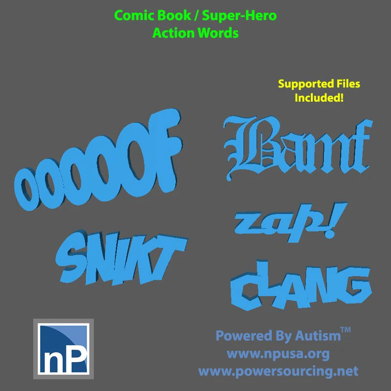 Comic Book - Super Hero Action Words pack 2 3D Print Model .c4d .max .obj .3ds .fbx .stl .blend