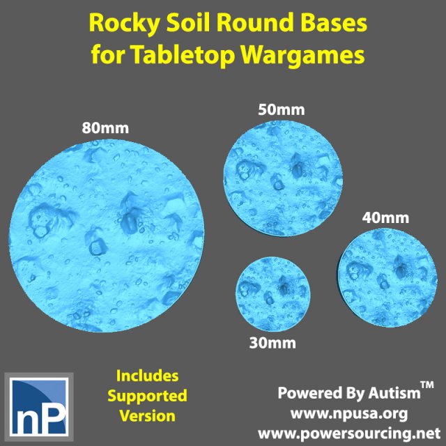 Bases for Wargames - Rocky Soil 3D Print Model .c4d .max .obj .3ds .fbx .stl .blend