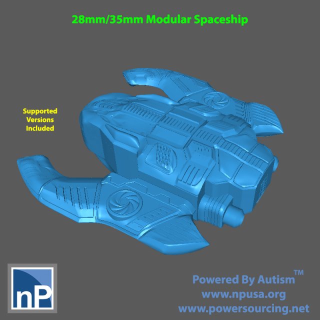 Modular Spaceship for Tabletop Wargames 3D Print Model .c4d .max .obj .3ds .fbx .stl .blend 