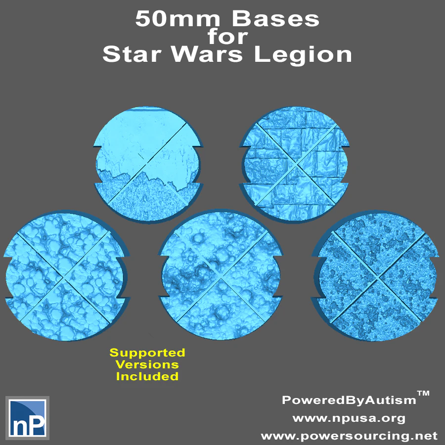 50mm Notched Round Bases for Miniatures - Pack 1 3D Print Model .c4d .max .obj .3ds .fbx .stl .blend 
